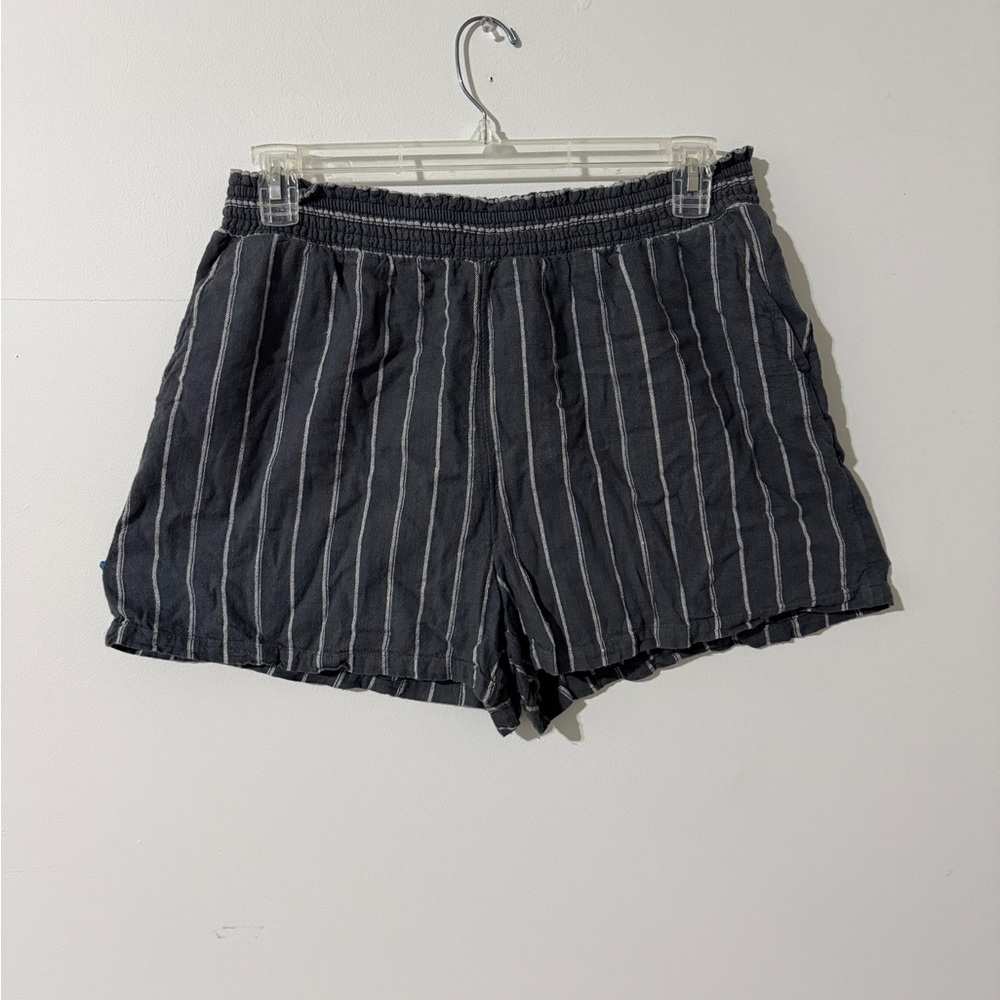 Universal Thread Dark Gray Striped High Waist Linen Shorts